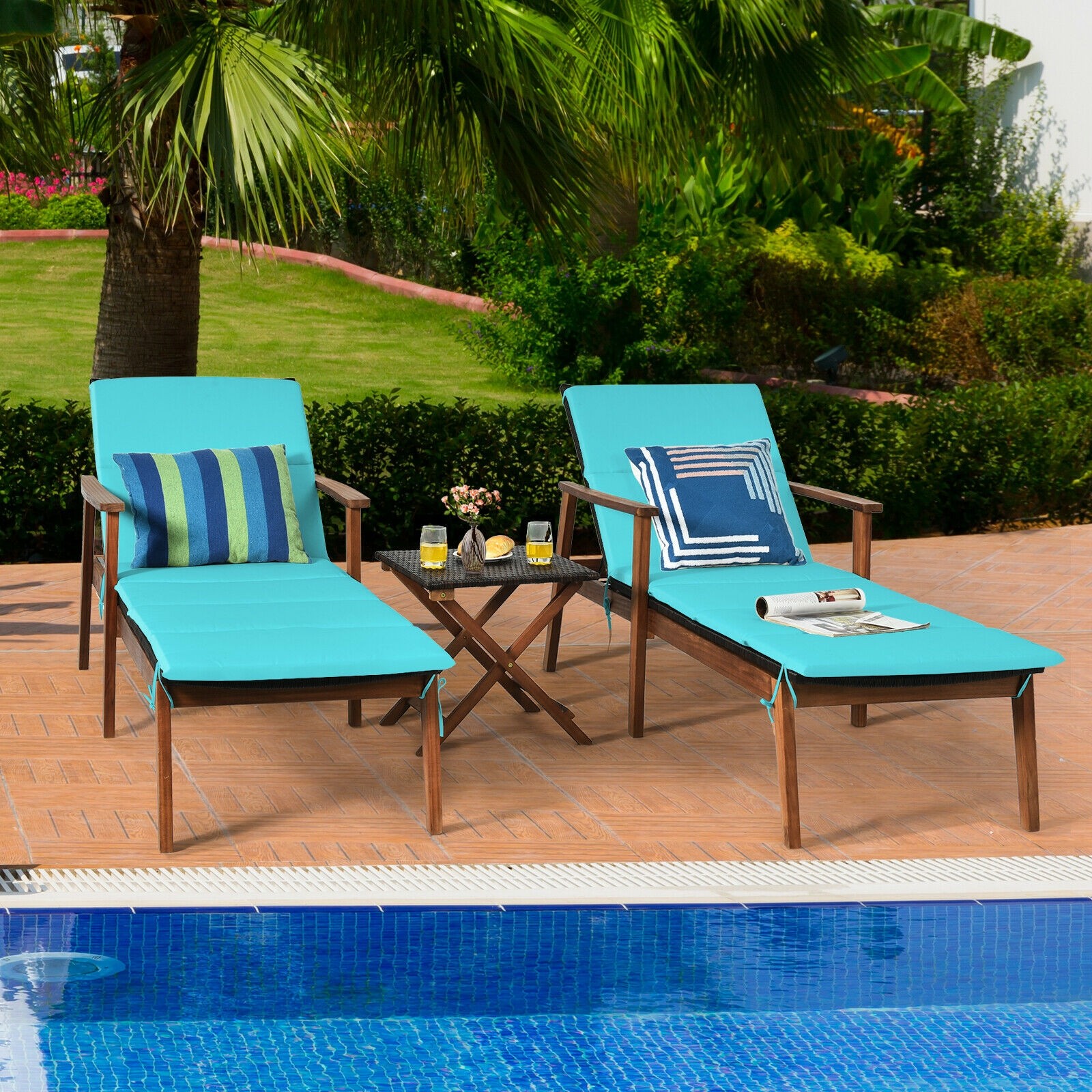 turquoise outdoor chaise lounge